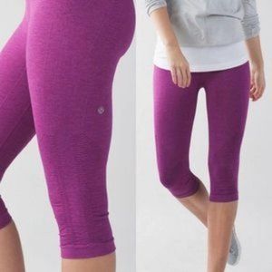 Lululemon In The Flow Crop Heathered Regal Plum Sz 6